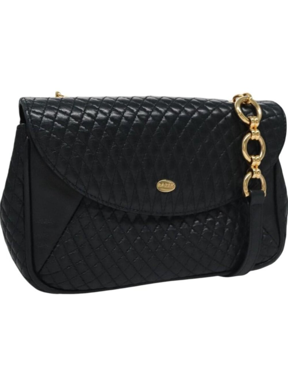 BALLY Shoulder Bag Leather Navy Gold